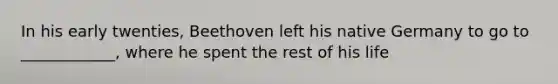 In his early twenties, Beethoven left his native Germany to go to ____________, where he spent the rest of his life