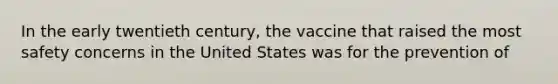 In the early twentieth century, the vaccine that raised the most safety concerns in the United States was for the prevention of