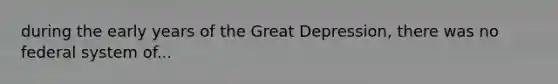 during the early years of the Great Depression, there was no federal system of...