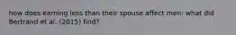 how does earning less than their spouse affect men: what did Bertrand et al. (2015) find?