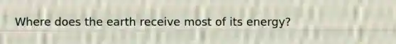 Where does the earth receive most of its energy?