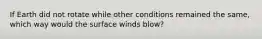 If Earth did not rotate while other conditions remained the same, which way would the surface winds blow?