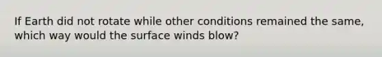 If Earth did not rotate while other conditions remained the same, which way would the surface winds blow?