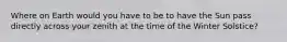 Where on Earth would you have to be to have the Sun pass directly across your zenith at the time of the Winter Solstice?