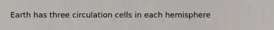 Earth has three circulation cells in each hemisphere