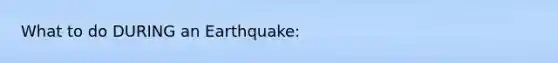 What to do DURING an Earthquake: