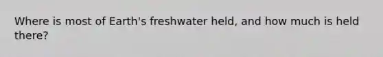 Where is most of Earth's freshwater held, and how much is held there?