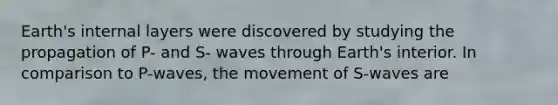 Earth's internal layers were discovered by studying the propagation of P- and S- waves through Earth's interior. In comparison to P-waves, the movement of S-waves are