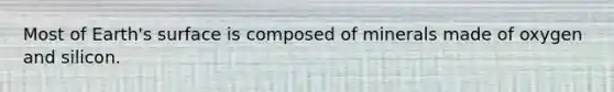 Most of Earth's surface is composed of minerals made of oxygen and silicon.
