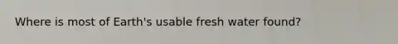 Where is most of Earth's usable fresh water found?