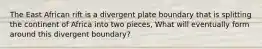 The East African rift is a divergent plate boundary that is splitting the continent of Africa into two pieces, What will eventually form around this divergent boundary?