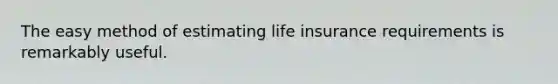 The easy method of estimating life insurance requirements is remarkably useful.