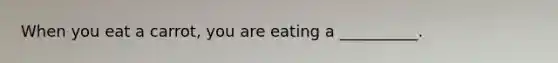 When you eat a carrot, you are eating a __________.