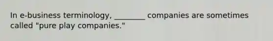 In e-business terminology, ________ companies are sometimes called "pure play companies."