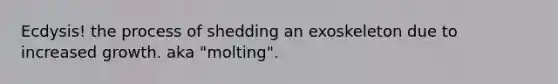 Ecdysis! the process of shedding an exoskeleton due to increased growth. aka "molting".