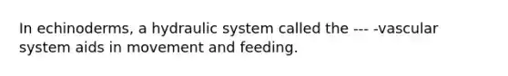 In echinoderms, a hydraulic system called the --- -vascular system aids in movement and feeding.