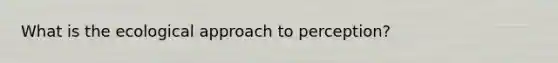 What is the ecological approach to perception?