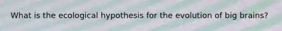 What is the ecological hypothesis for the evolution of big brains?