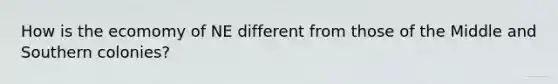 How is the ecomomy of NE different from those of the Middle and Southern colonies?