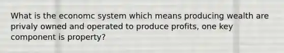 What is the economc system which means producing wealth are privaly owned and operated to produce profits, one key component is property?