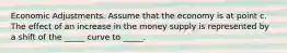 Economic Adjustments. Assume that the economy is at point c. The effect of an increase in the money supply is represented by a shift of the _____ curve to _____.