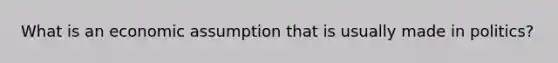 What is an economic assumption that is usually made in politics?