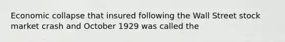 Economic collapse that insured following the Wall Street stock market crash and October 1929 was called the