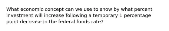 What economic concept can we use to show by what percent investment will increase following a temporary 1 percentage point decrease in the federal funds rate?