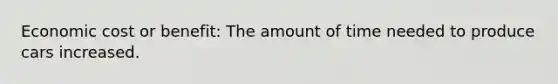 Economic cost or benefit: The amount of time needed to produce cars increased.