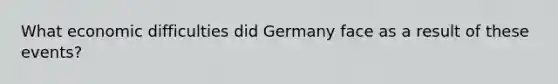 What economic difficulties did Germany face as a result of these events?