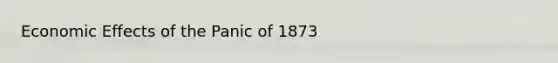 Economic Effects of the Panic of 1873