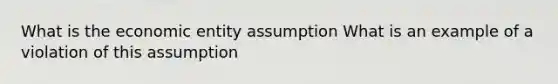 What is the economic entity assumption What is an example of a violation of this assumption