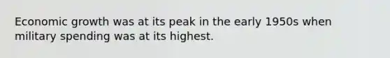 Economic growth was at its peak in the early 1950s when military spending was at its highest.