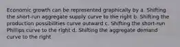 Economic growth can be represented graphically by a. Shifting the short-run aggregate supply curve to the right b. Shifting the production possibilities curve outward c. Shifting the short-run Phillips curve to the right d. Shifting the aggregate demand curve to the right