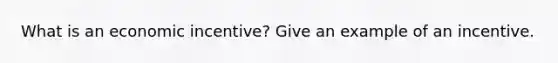 What is an economic incentive? Give an example of an incentive.