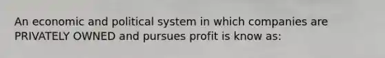 An economic and political system in which companies are PRIVATELY OWNED and pursues profit is know as: