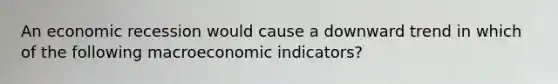 An economic recession would cause a downward trend in which of the following macroeconomic indicators?