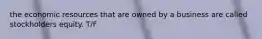 the economic resources that are owned by a business are called stockholders equity. T/F