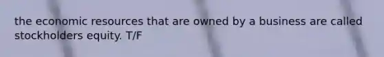 the economic resources that are owned by a business are called stockholders equity. T/F