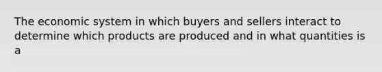 The economic system in which buyers and sellers interact to determine which products are produced and in what quantities is a