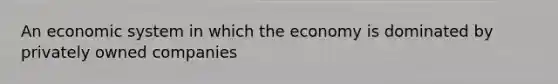 An economic system in which the economy is dominated by privately owned companies