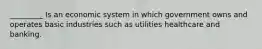 _________ Is an economic system in which government owns and operates basic industries such as utilities healthcare and banking.