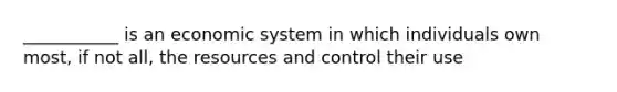 ___________ is an economic system in which individuals own most, if not all, the resources and control their use