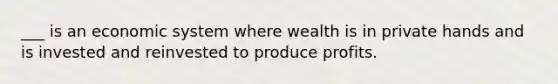 ___ is an economic system where wealth is in private hands and is invested and reinvested to produce profits.