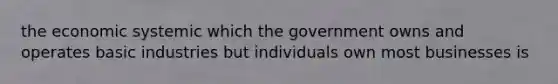 the economic systemic which the government owns and operates basic industries but individuals own most businesses is