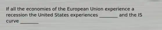 If all the economies of the European Union experience a recession the United States experiences ________ and the IS curve ________