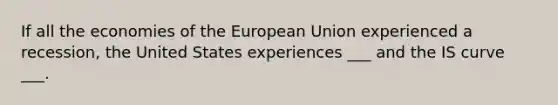 If all the economies of the European Union experienced a recession, the United States experiences ___ and the IS curve ___.