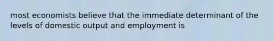 most economists believe that the immediate determinant of the levels of domestic output and employment is