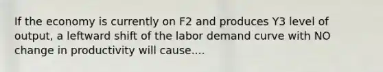 If the economy is currently on F2 and produces Y3 level of output, a leftward shift of the labor demand curve with NO change in productivity will cause....