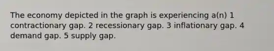 The economy depicted in the graph is experiencing a(n) 1 contractionary gap. 2 recessionary gap. 3 inflationary gap. 4 demand gap. 5 supply gap.